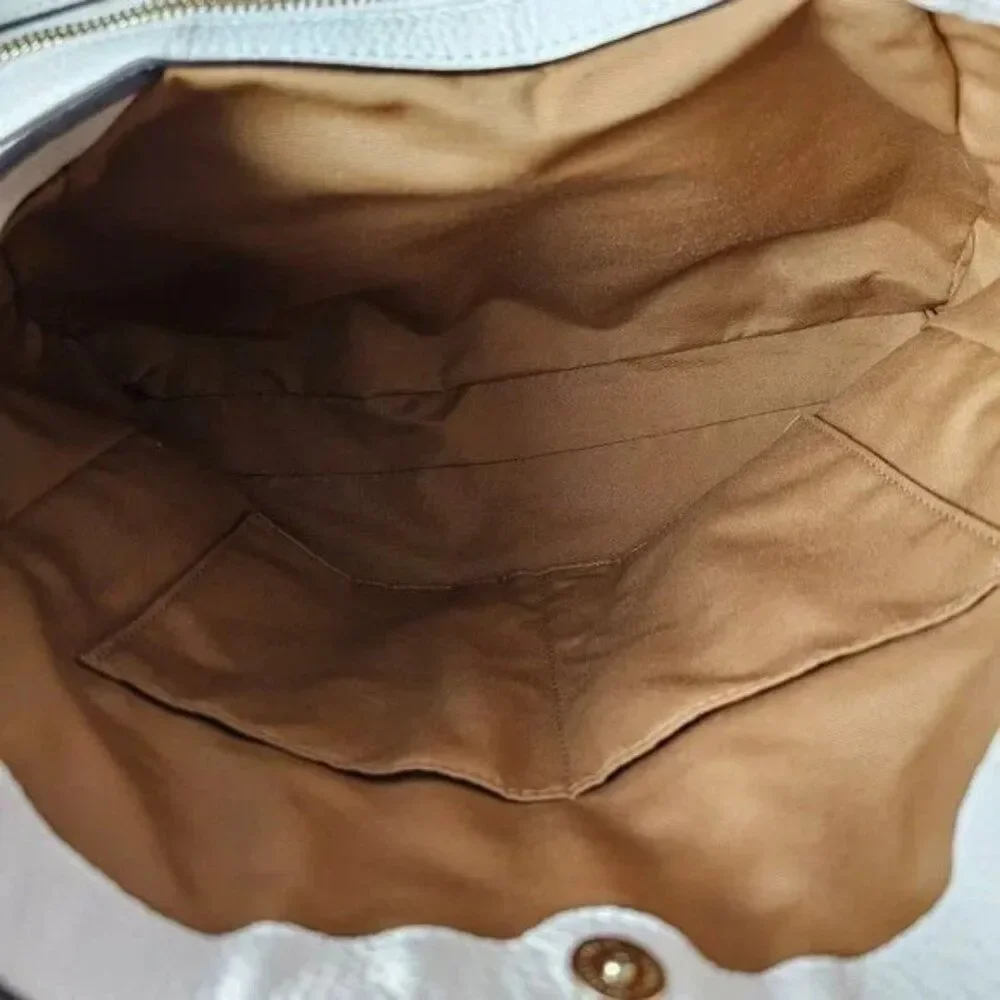 Vintage Coach Hallie Pebble Leather Snake Trim White Hobo Shoulder Bag - Picture 12 of 14